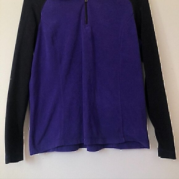 COLUMBIA Purple Black Colorblock 1/4 Zip Quarter Zip Fleece Sweatshirt Top Large - Picture 3 of 10
